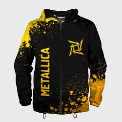 Ветровка с капюшоном мужская Metallica - gold gradient: надпись, символ, цвет: 3D-черный