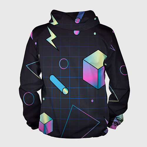 Мужская ветровка Геометрические фигуры на темном фоне / 3D-Черный – фото 2