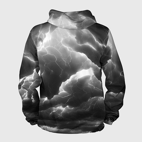 Мужская ветровка Молнии в черных тучах / 3D-Белый – фото 2