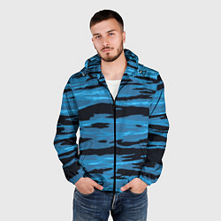 Ветровка с капюшоном мужская Волны Камуфляж, цвет: 3D-черный — фото 2