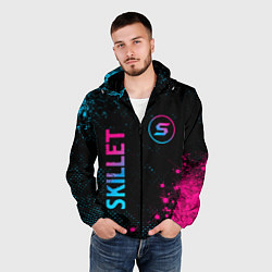 Ветровка с капюшоном мужская Skillet - neon gradient: надпись, символ, цвет: 3D-черный — фото 2