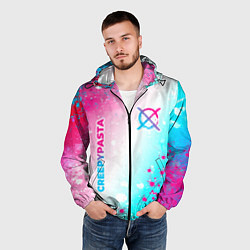 Ветровка с капюшоном мужская CreepyPasta neon gradient style: надпись, символ, цвет: 3D-черный — фото 2