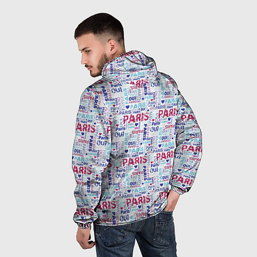 Мужская ветровка Парижская бумага с надписями - текстура / 3D-Черный – фото 4