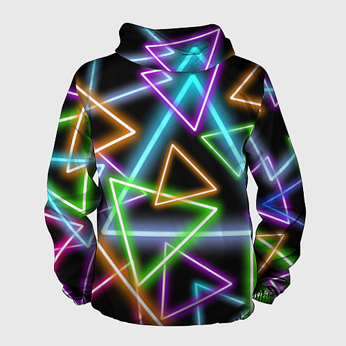 Мужская ветровка Неоновые треугольники - текстура / 3D-Черный – фото 2