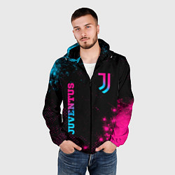 Ветровка с капюшоном мужская Juventus - neon gradient: надпись, символ, цвет: 3D-черный — фото 2