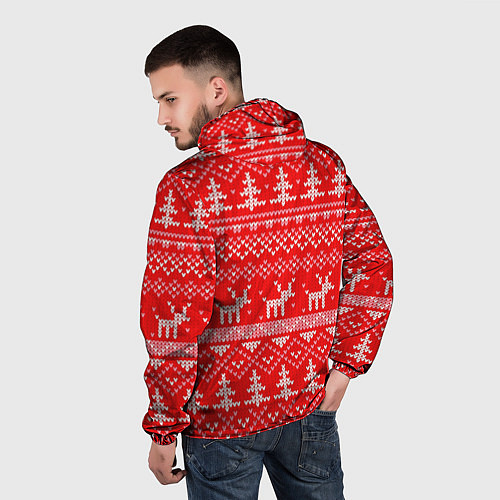 Мужская ветровка Рождественский красный свитер с оленями / 3D-Черный – фото 4