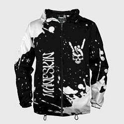 Ветровка с капюшоном мужская Maneskin и рок символ на темном фоне, цвет: 3D-черный