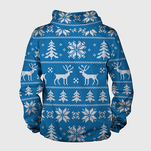 Мужская ветровка Рождественский синий свитер с оленями / 3D-Белый – фото 2