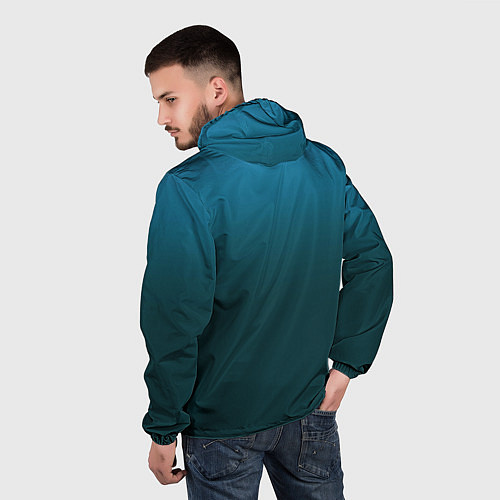 Мужская ветровка Градиент бирюзовый / 3D-Черный – фото 4