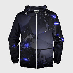 Ветровка с капюшоном мужская Неоновые плиты, взрыв, цвет: 3D-белый