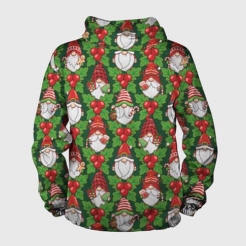 Мужская ветровка Новогодние гномы - паттерн / 3D-Белый – фото 2