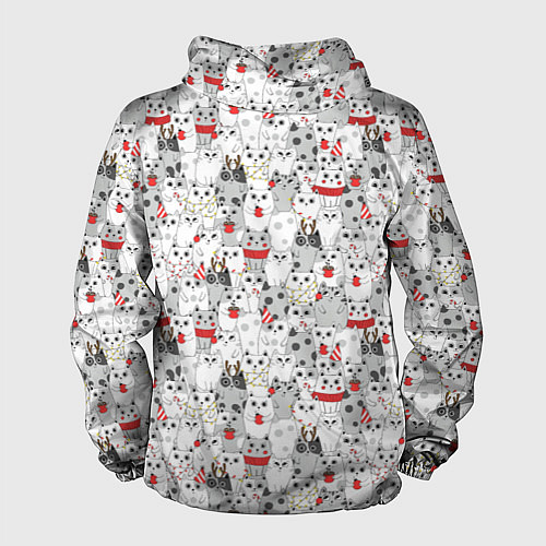 Мужская ветровка Новогодний паттерн с котиками / 3D-Белый – фото 2
