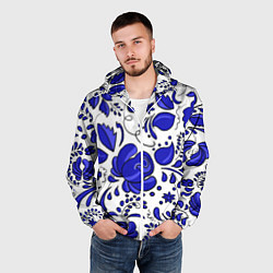 Ветровка с капюшоном мужская Гжель, цвет: 3D-белый — фото 2