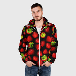 Ветровка с капюшоном мужская Клубничка - ягоды, цвет: 3D-белый — фото 2