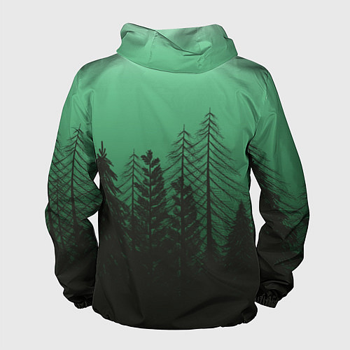Мужская ветровка Зелёный туманный лес / 3D-Белый – фото 2