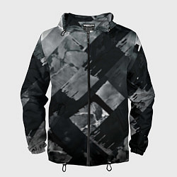 Ветровка с капюшоном мужская Серые полосы, цвет: 3D-черный