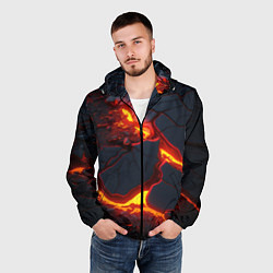Ветровка с капюшоном мужская Красивая неоновая лава, цвет: 3D-черный — фото 2