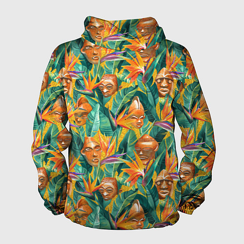 Мужская ветровка Африканские маски в джунглях / 3D-Белый – фото 2