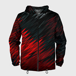 Ветровка с капюшоном мужская Черно-Красная штриховка, цвет: 3D-черный