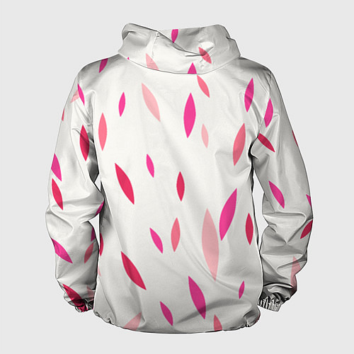 Мужская ветровка Нежный светлый фон и листья в оттенках розового / 3D-Белый – фото 2