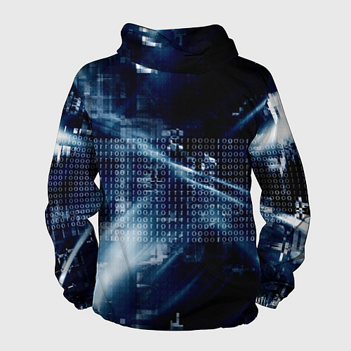 Мужская ветровка Тёмно-ледяной фон и бесконечный код / 3D-Черный – фото 2