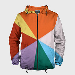 Ветровка с капюшоном мужская Разноцветные пересекающиеся треугольники, цвет: 3D-черный