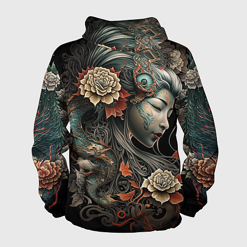 Мужская ветровка Японская девушка Irezumi / 3D-Белый – фото 2