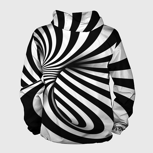 Мужская ветровка Оптические иллюзии зебра / 3D-Черный – фото 2
