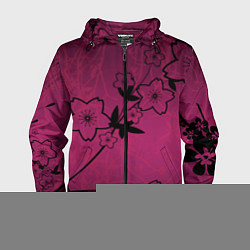 Ветровка с капюшоном мужская Pink Flower, цвет: 3D-черный