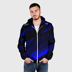Ветровка с капюшоном мужская Geometry blue stripes, цвет: 3D-белый — фото 2
