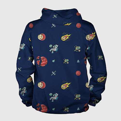 Мужская ветровка Паттерн - космос / 3D-Черный – фото 2