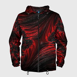 Ветровка с капюшоном мужская Red vortex pattern, цвет: 3D-черный