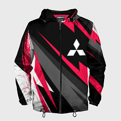 Ветровка с капюшоном мужская Mitsubishi fast lines, цвет: 3D-черный