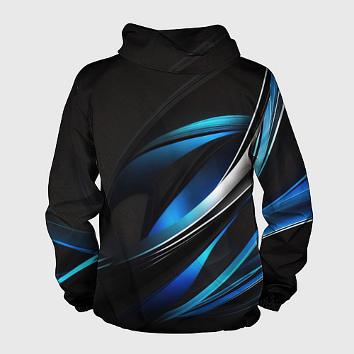 Мужская ветровка Абстрактные синие и белые линии на черном фоне / 3D-Белый – фото 2