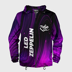 Ветровка с капюшоном мужская Led Zeppelin violet plasma, цвет: 3D-черный
