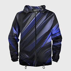 Ветровка с капюшоном мужская Объемные черные и синие плиты, цвет: 3D-черный