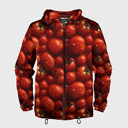 Ветровка с капюшоном мужская Сочная текстура из томатов, цвет: 3D-черный