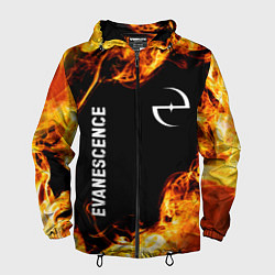 Ветровка с капюшоном мужская Evanescence и пылающий огонь, цвет: 3D-черный