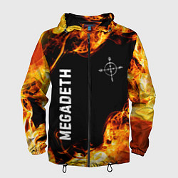 Ветровка с капюшоном мужская Megadeth и пылающий огонь, цвет: 3D-черный