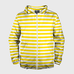Ветровка с капюшоном мужская Светло-желтые полосы, цвет: 3D-белый