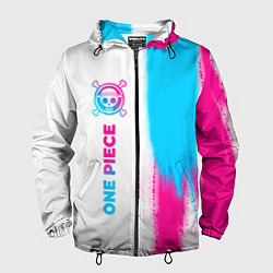 Ветровка с капюшоном мужская One Piece neon gradient style: по-вертикали, цвет: 3D-черный