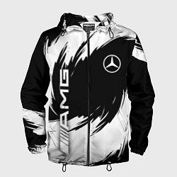 Ветровка с капюшоном мужская Mercedes benz - white color, цвет: 3D-черный
