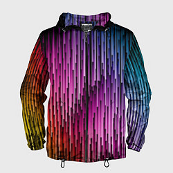 Ветровка с капюшоном мужская Радужные узор полосы, цвет: 3D-черный