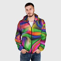 Ветровка с капюшоном мужская Bright colors, цвет: 3D-черный — фото 2