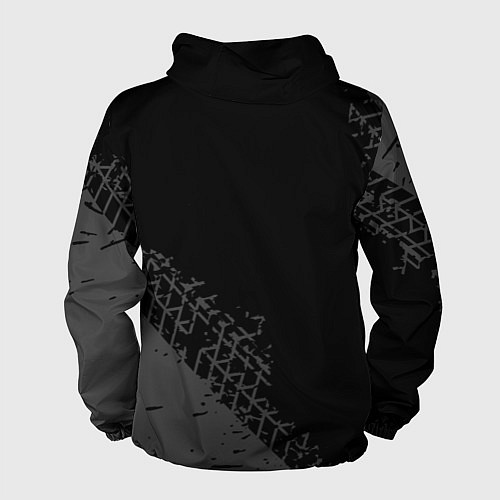 Мужская ветровка Mercedes speed на темном фоне со следами шин: надп / 3D-Черный – фото 2