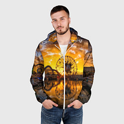 Ветровка с капюшоном мужская Река и парк развлечений, цвет: 3D-белый — фото 2