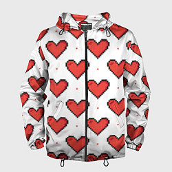 Ветровка с капюшоном мужская Pixel heart, цвет: 3D-черный