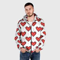Ветровка с капюшоном мужская Pixel heart, цвет: 3D-черный — фото 2