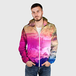 Ветровка с капюшоном мужская Разноцветное небо, цвет: 3D-белый — фото 2