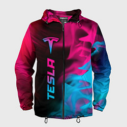 Ветровка с капюшоном мужская Tesla - neon gradient: по-вертикали, цвет: 3D-черный